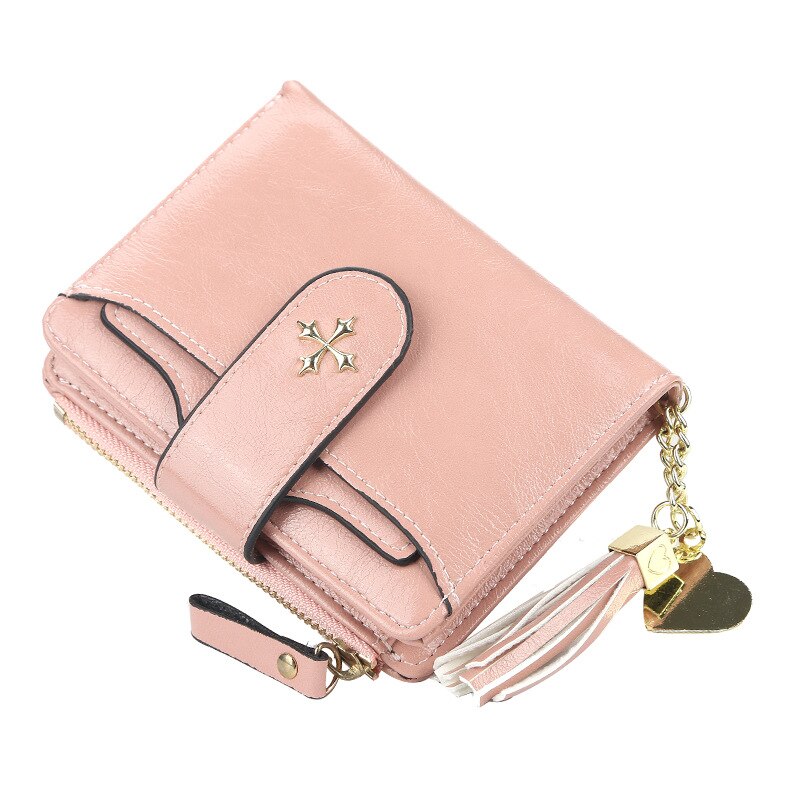 Kvinder tegnebøger pu læder kortholder kort desigh kvindelige pung møntholder kvinder punge: Lyserød