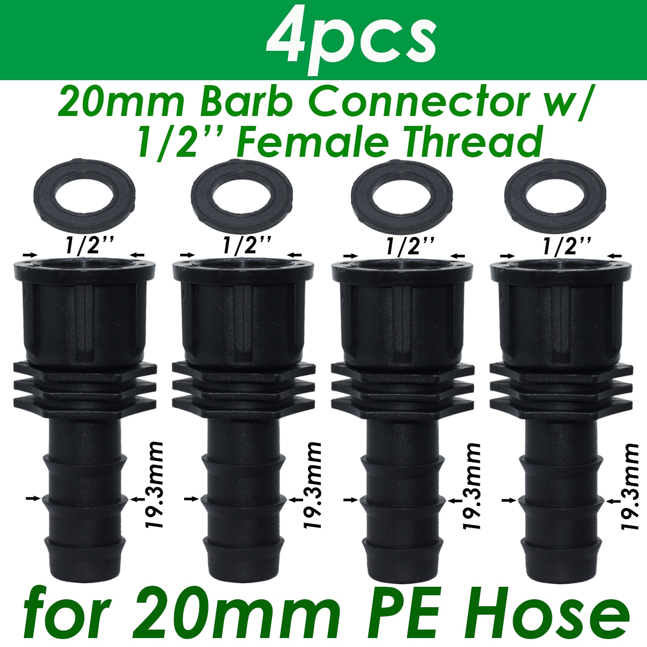 SPRYCLE 4PC 1/2 "3/4" Weiblich Außengewinde Anschluss Zu Widerhaken 16mm 20mm 25mm PE Schlauch Adapter Garten Bewässerung Tropf Bewässerung System