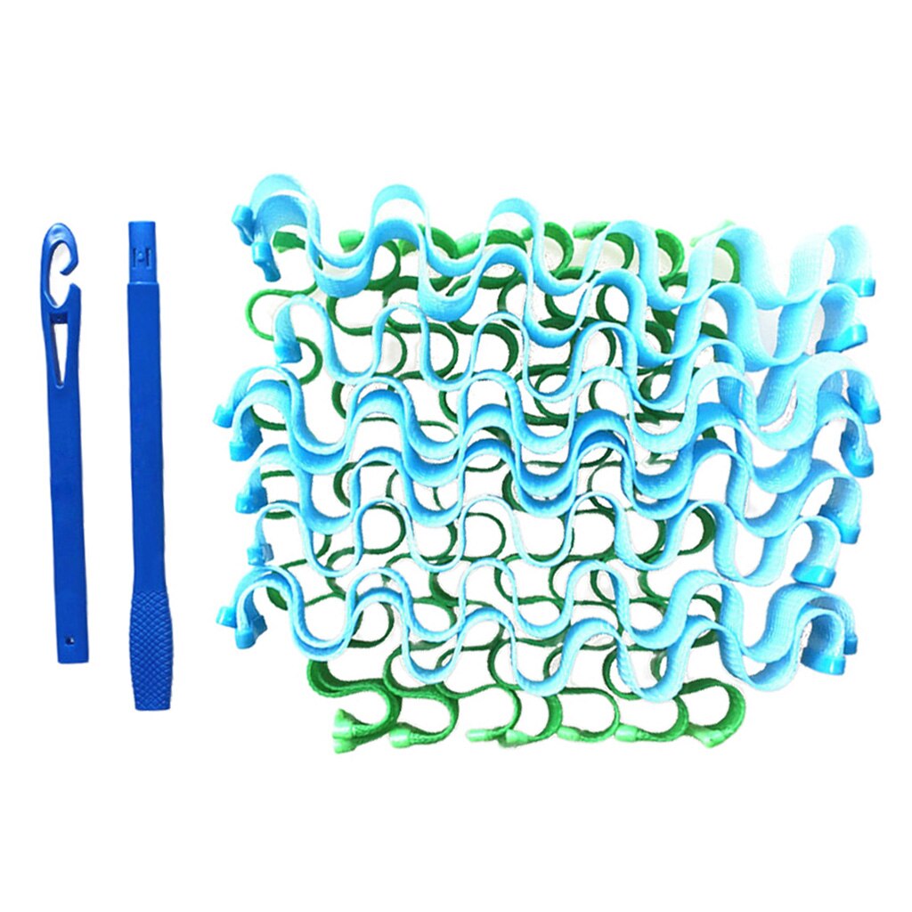 18 Piece 45cm Long Hair Curlers Styling Kit with 2 Hooks Spiral Ringlets No Heat Hairdressing Tool for Girl Women: blue green