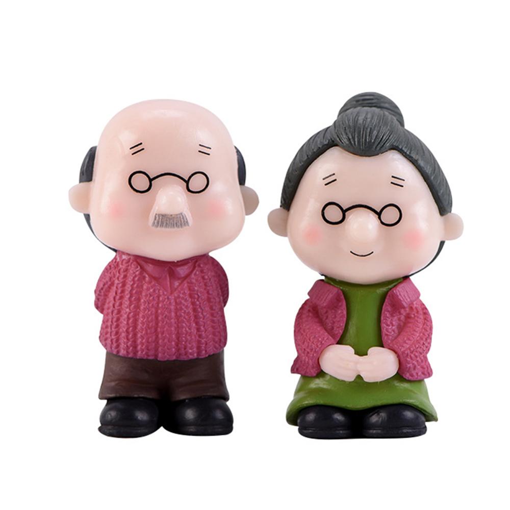 Mini park benk bestefar bestemor modell miniatyr plast hage statuer landskap hage dekor ornament skulpturer: 4