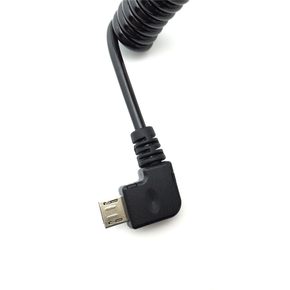 50cm/200cm 90 degree right elbow Spring Coiled USB 2.0 Male to Micro USB Data Sync Charger Cable for Android mobile phones