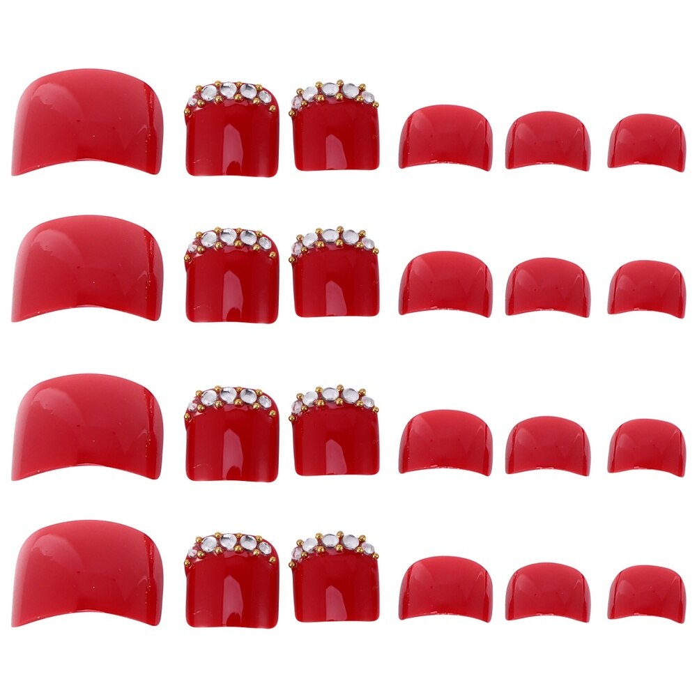 72Pcs Fonkelende Voet Decal Kunstmatige Teennagels Sticker Natuurlijke Nep Nagels Volledige Dekking False Teen Nagels Voor Dames Meisjes (rood): Default Title