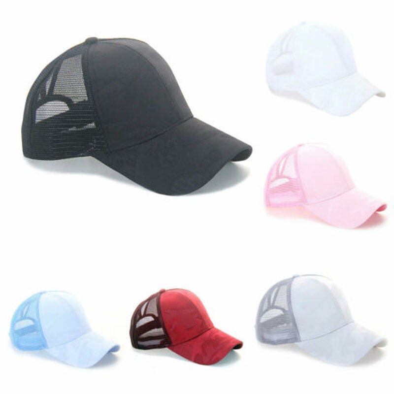 Mærke stil kvinder hestehale kasket rodet boller hestehue solid afslappet justerbar mesh baseball hat