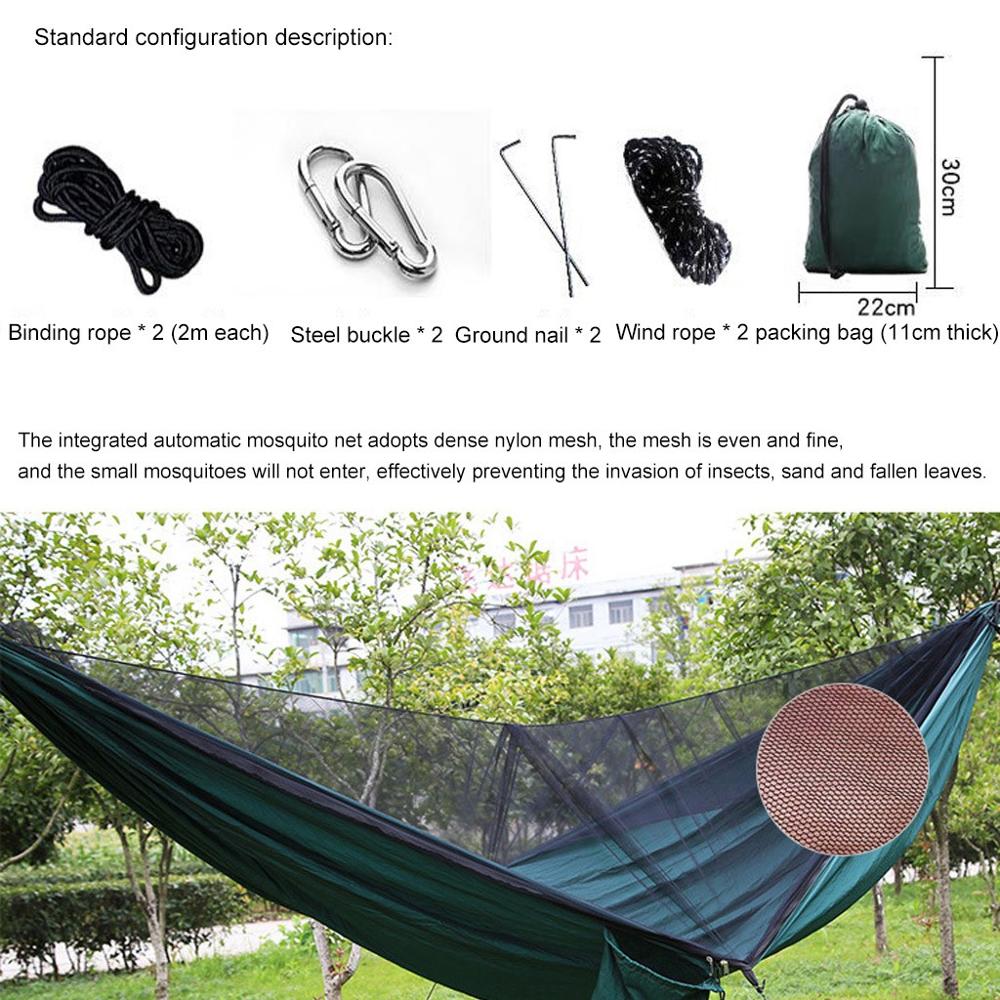 Ultralet bærbar udendørs camping myggenet mand kvinder børn nylon hængende seng sove gynge unisex solid komfortabel hængekøje