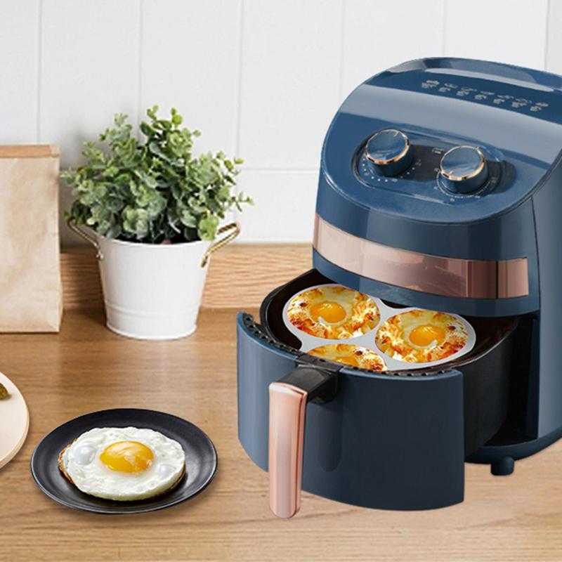 Air Friteuse Ei Mal Ronde Vorm Eieren Mal 3 Holte Non-Stick Siliconen Air Friteuse Eierpan Ei Steamer Kookmal Gebakken Ei Gereedschap