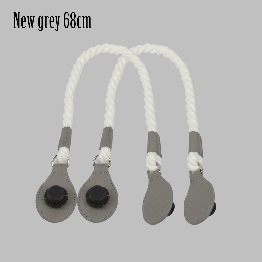 1 paar lange korte zachte witte henneptouw handgrepen met druppels voor o bag obag dames handtas klassieke mini chique stad stedelijke tas: Nieuwe grijze lange