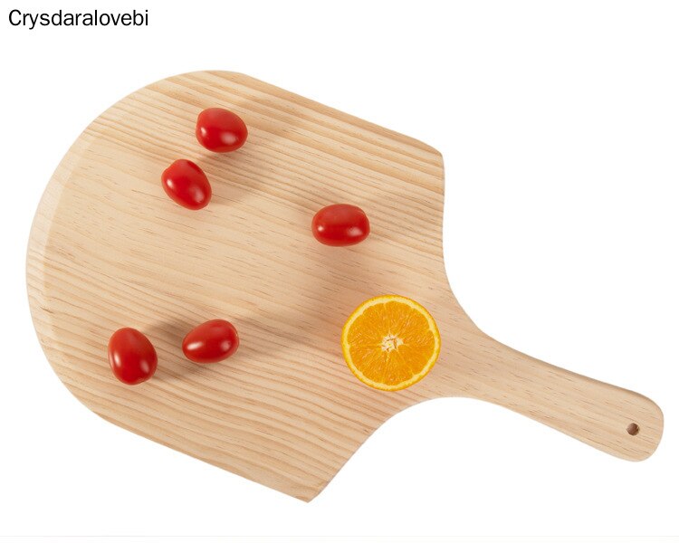 Wooden Pizza Peel Natural Color Eco-Friendly Wood Pizza Pad with Handle Pizza Plate Baking Tools