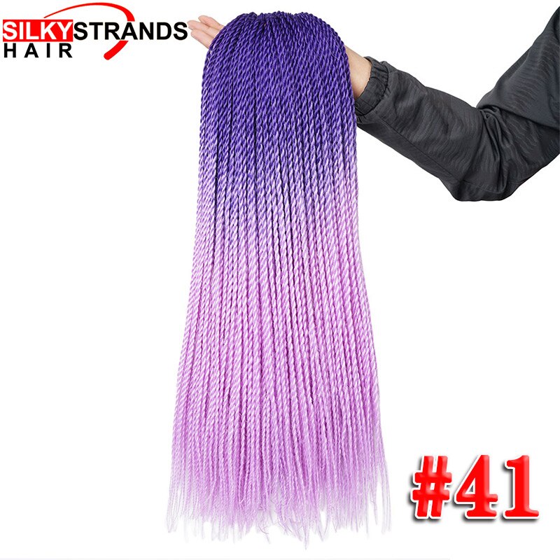 Extensiones de cabello trenzado ombré con hebras sedosas, trenzas de ganchillo sintéticas, colores grises y rubios: P2 / 613 / 6 unids/lote