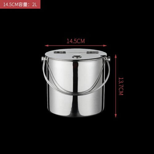 Thickened Stainless Steel Clamshell Sugar Buckets,With Lid Portable Ice Buckets,Milk Tea Shop Cold Drink,Wine Coolers Chillers: 2L