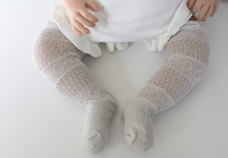 Newborn Infant Kid Baby Girls Boys Breathable Mesh Pantyhose Knee Long Tights Soft Knee High Stocking Candy Color Cute 1 Pairs