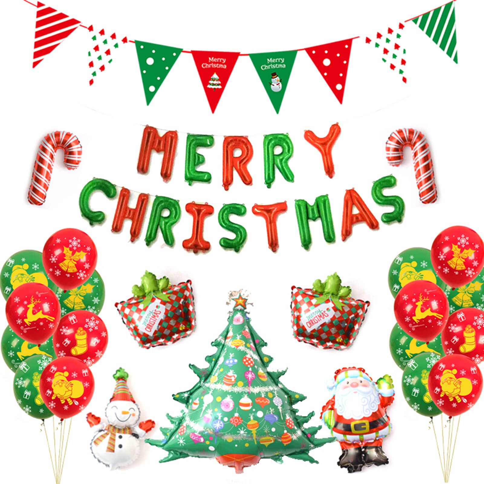 25 Stuks Kerst Ballon Banner/Vrolijk Kerstfeest Letters/Kerstman/Sneeuwman/Kerstboom Kids Party Decoratie kinderen
