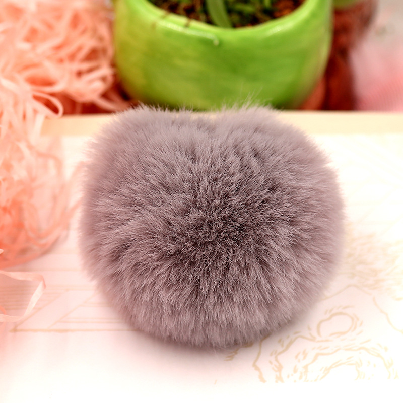 6cm Rex Rabbitt Haarbal Mooie Pluizige Stof Pompom Vrouwen Tas Sleutelhanger Hoofdband Speelgoed DIY Accessoire Sieraden Grote Zachte harige Pompons: Grey