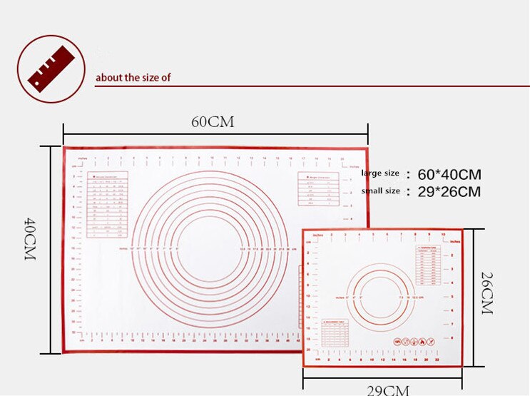 Non_Stick Siliconen Bakken Mat Vel Kneden Rolling Deeg Pad Mat Bakken Bakvormen Liners Pads Koken Gereedschap 60*40 Cm/26*29 Cm