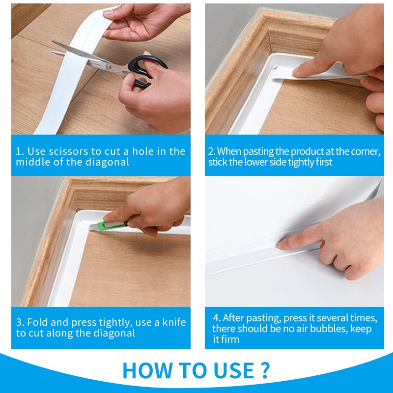 Waterproof Self-adhesive Sealing Tape for Bathroom Tape Kitchen Caulk Tape Self Adhesive Wall Sticker Mold Proof Pvc Tapes
