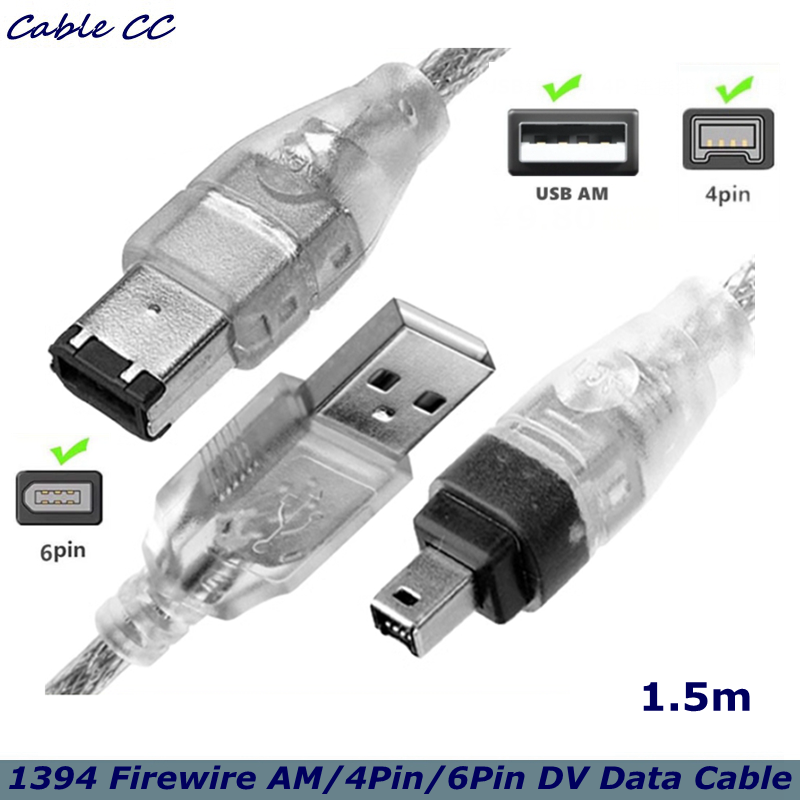 1,5 m 1394 Firewire USB 2.0 naar 4-pins naar 6-pins datakabel IEEE 1394 aansluitkabel Camera DV-acquisitiekaart