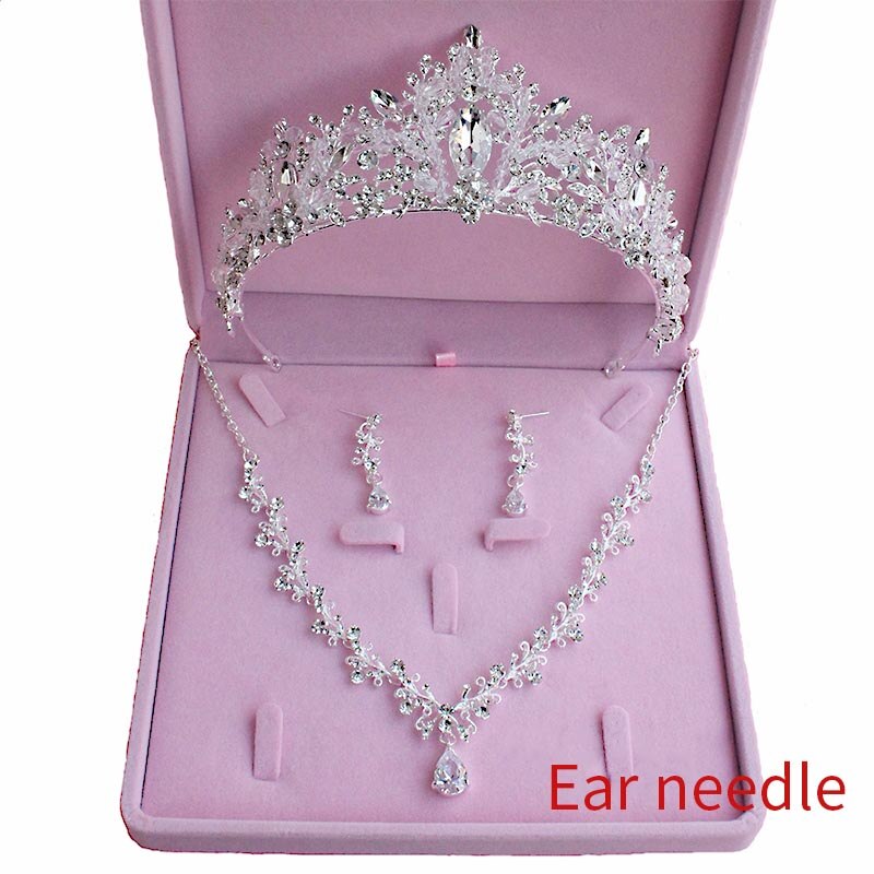 FORSEVEN Zircone Strass tiara e corona Collana Orecchini impostato Da Sposa Accessori per Capelli Da Sposa Gioielli impostato Regali per Le Donne: stile 1