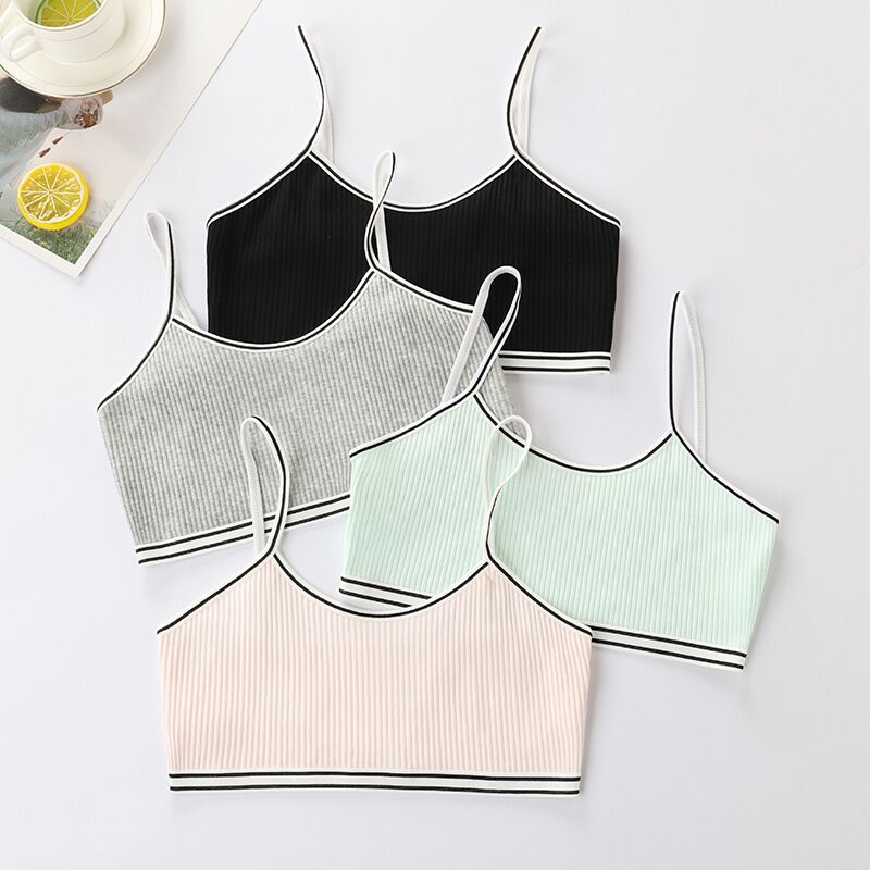 6 Teil/los Teenager Mädchen Schlinge Schulungen Bh Weiche Baumwolle Nette Bralette BüGel Freies Unterwäsche für Pubertät Mädchen 8-12Y