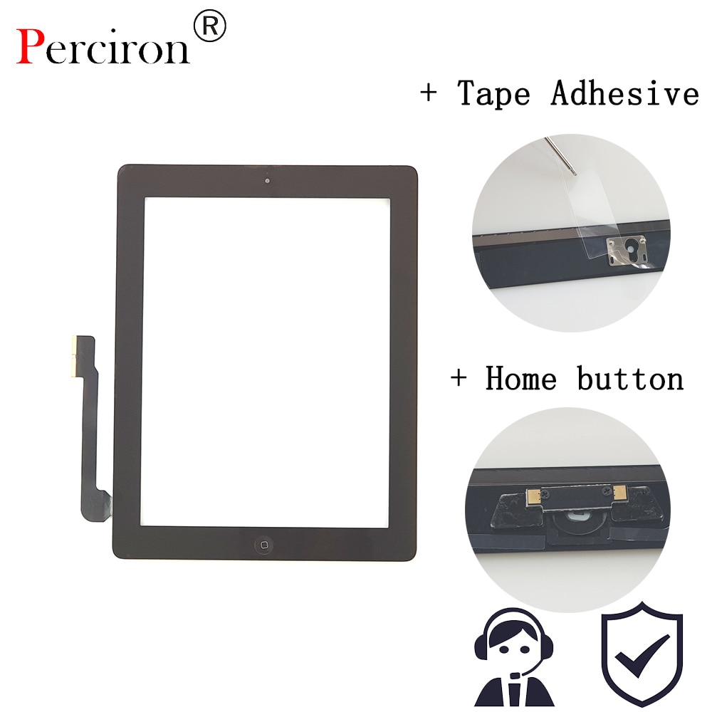 Til ipad 3 sort hvid digitizer touch screen front display glas samling - inkluderer hjem knap og flex + kamera holder