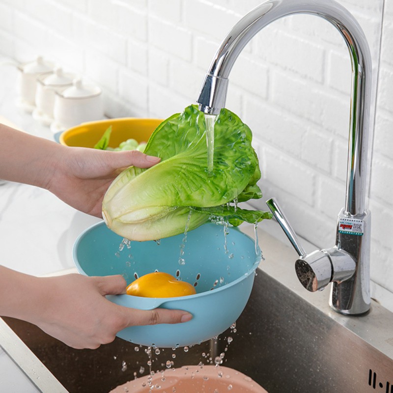 Nuttig Dubbele Afvoer Mand Kom Wassen Keuken Zeef Noedels Groenten Fruit Cadeau Fruit Keuken Gereedschap #86