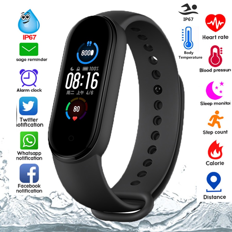 M5 Smart Armband Horloge Fitness Tracker Bluetooth Hartslag Bloeddruk Waterdichte Mannen Smart Horloge Voor Android Ios