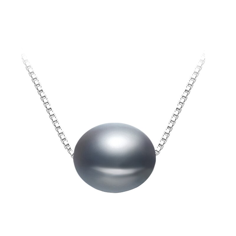 Da sposa Reale Nero 8-9-10mm Naturale D'acqua Dolce Collana di Perle 925 Sterling Silver Collana Del Pendente Della Perla Per Le Donne: grey pearl pendant / 8-9mm