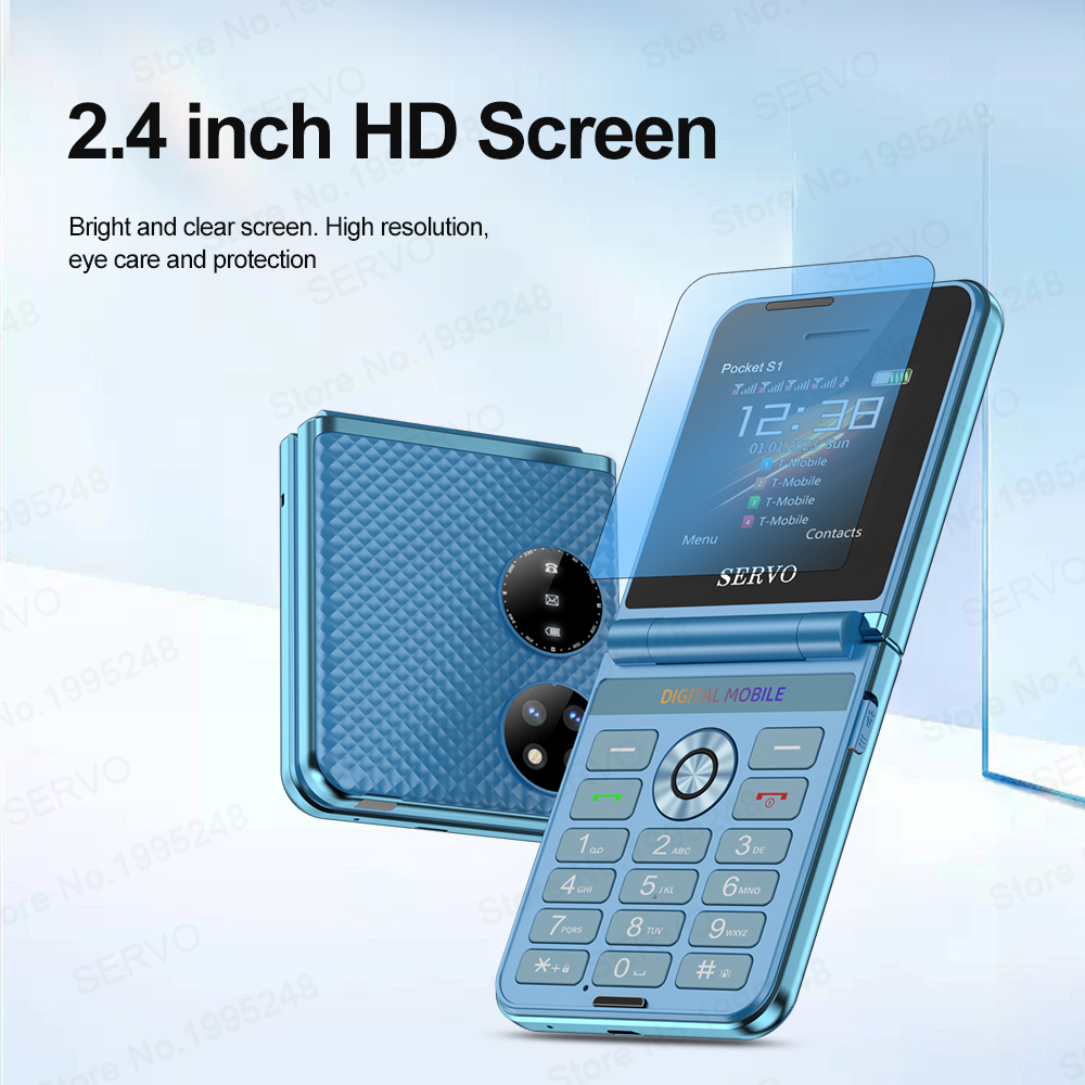 Nowy składany telefon komórkowy SERVO kieszeń S1 z 4 SIM w trybie gotowości Nagrywanie rozmów MP4 Odtwarzacz prędkości Magiczny głos 2G senior Składany telefon komórkowy