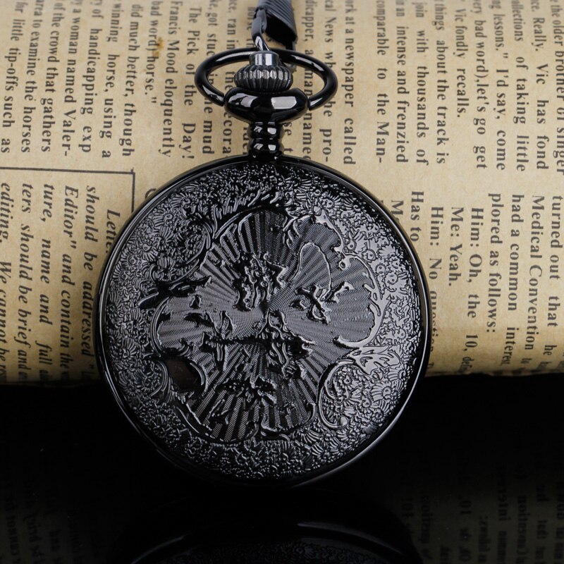 Open Face Quartz Pocket Watch Roman Numbers Analog Display Pendant Clock with Necklace Chain for Mens Womens