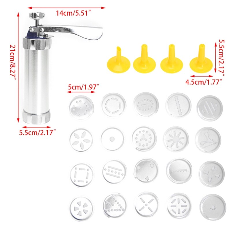 Cookie Pers, Cookie Pers Gun Kit, diy Biscuit Maker En Churro Maker Met 20 Decoratieve Stencil Discs En 4 Icing Tips