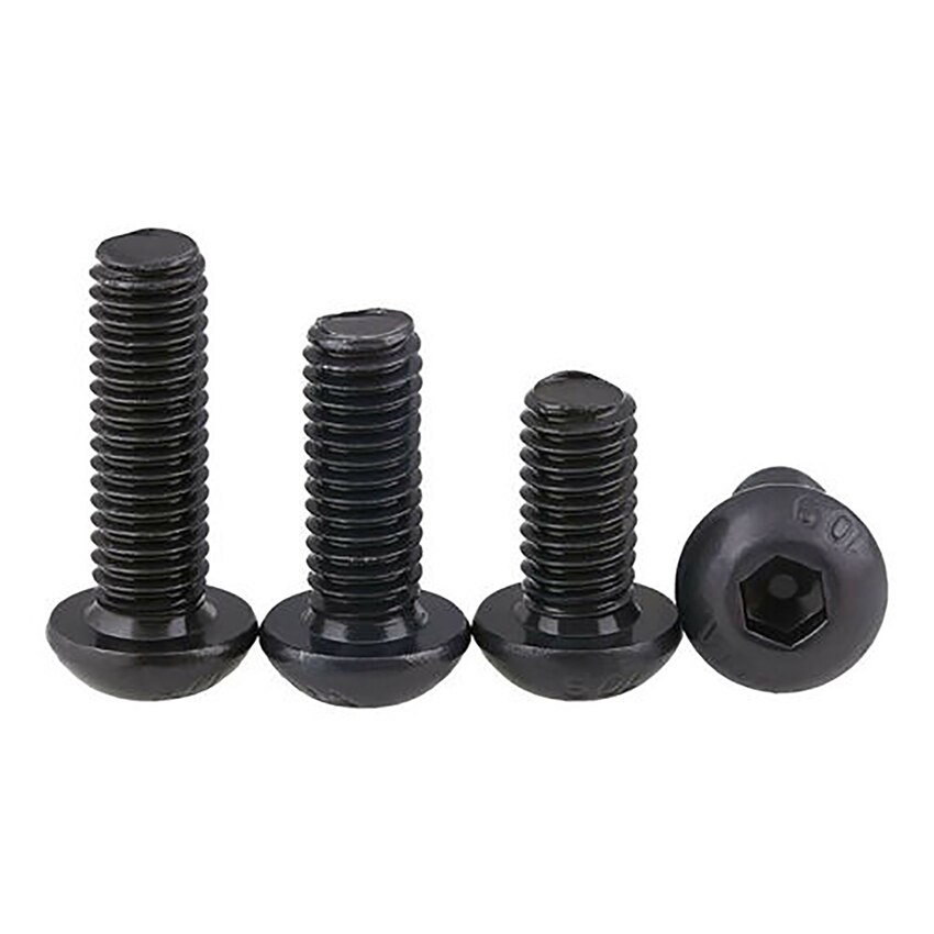 20Pcs M1.6 Button Head Hex Socket Screws DIN7380 Allen Bolts Black Zinc Plated High Tensile Grade10.9 Carbon Steel