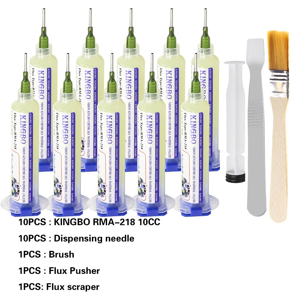 KINGBO RMA-218 10cc Solder Flux No-clean with free needle: 10PCS