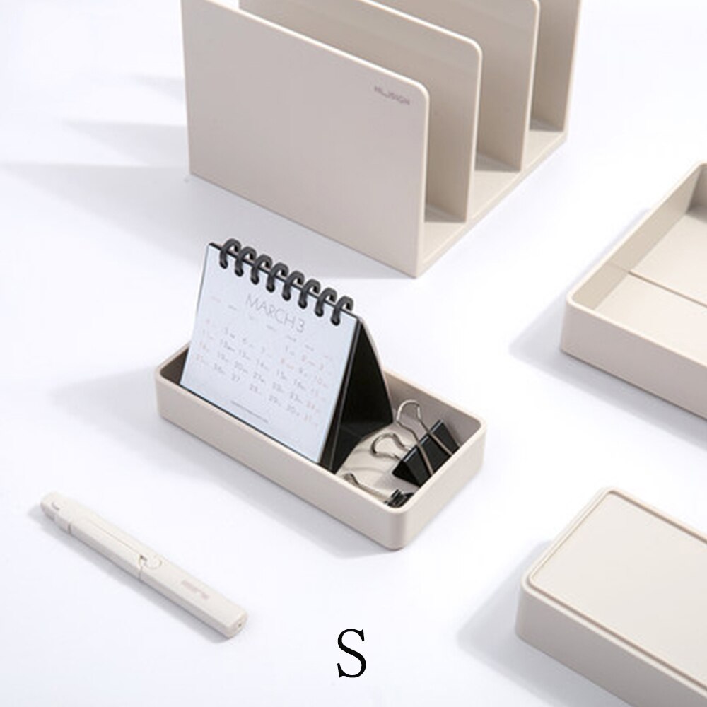 Nusign DIY Combination File Stationery Holder Files Storage Box Multi-layer Rack Information Finishing Storage Shelf For Office: Light Gray-S