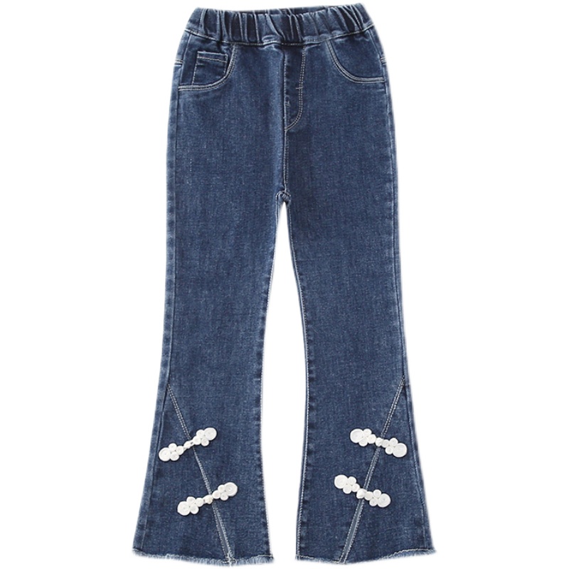Pantalones vaqueros de para niñas, ropa de otoño para niños, pantalones con campana, Vintage, 4, 5, 7, 9, 11, 13 años