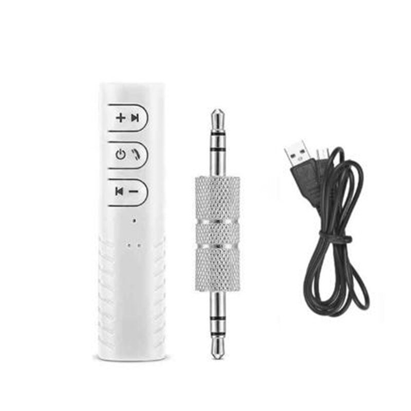 Auto bluetooth aux 3.5mm jack bluetooth ontvanger handsfree bellen bluetooth adapter autozender auto muziekontvangers: Wit