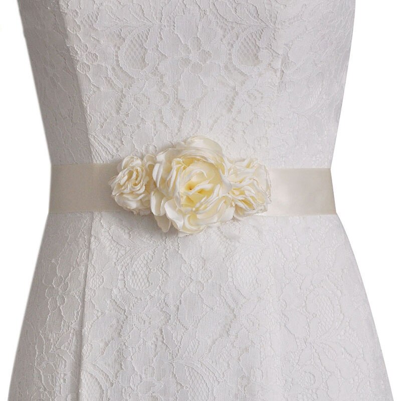 Noble Women Flower Belt Sash Belt Wedding Bride Bridesmaid Belt Bridal Dress Belt Wedding Flower Belt For Girl Party: ivory