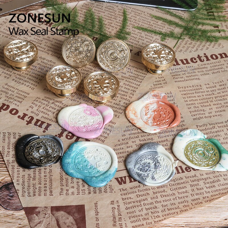 ZONESUN Badge Totem sello con mango de madera para embalaje sobres de cartas paquetes invitaciones de boda