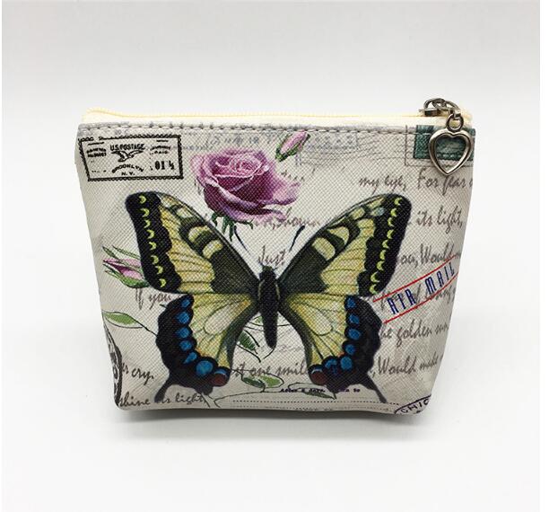 12 st/lot! söt fjäril mynt handväska barn pu läder dragkedja byta handväska kvinnor plånbok: A