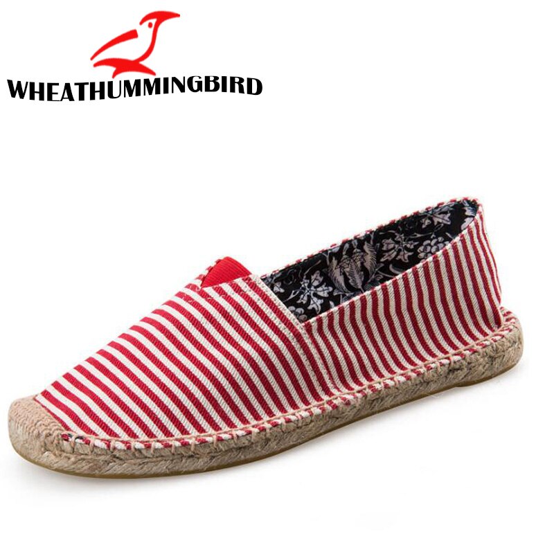 Women Shoes Breathable Espadrille Fisherman Shoes Striped Slip On Lady Casual Shoes Soft Bottom Flat LA-30
