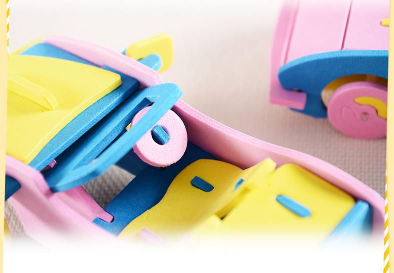 Voiture 3D stéréo EVA faite à la main pour enfants, éducatif de bricolage