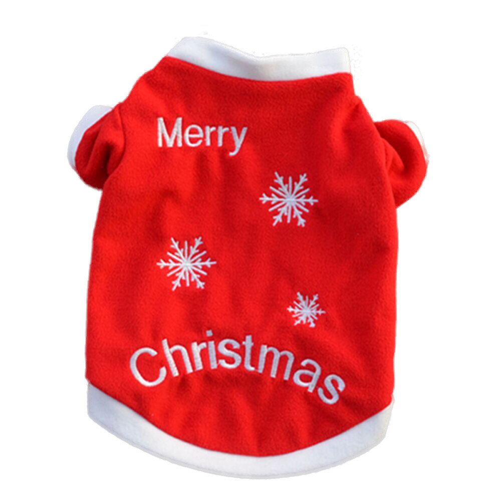 Kerst Print Hond Kleding Voor Kleine Honden Hond Winter Pluche Kleding Hond Lange Mouw Top Ubranka Dla Psa: A / S