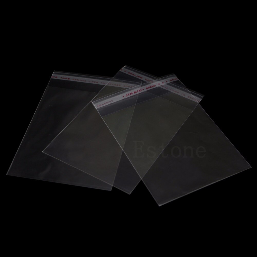Parti 100 stk 5 størrelser opp clear seal pack selvklæbende smykkeposer plast