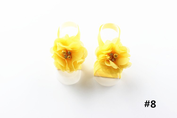 Baby Lace Foot Flower Barefoot Shoes Decorated Toddler Infant Socks Summer Style Sweet Accessories For Girl Photo Props: yellow