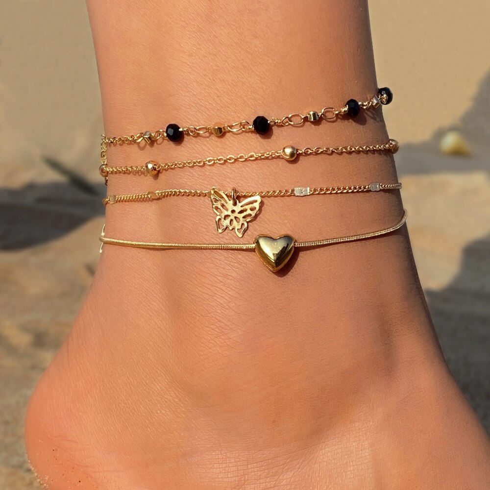 FNIO-tobillera de mariposa Bohemia para mujer, sandalias descalzas de ganchillo, joyería para el pie, pulsera para el tobillo, cadena para la pierna, 2022: FN30014092