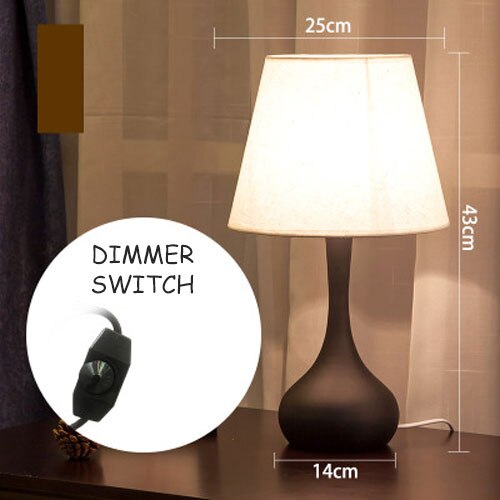 Table Lamps for Bedroom Bedside LED Nordic Modern Fabric Shade Desk Light for Living Room Study E27 Decor Lighting Night Lights: B Style Black Dimmer