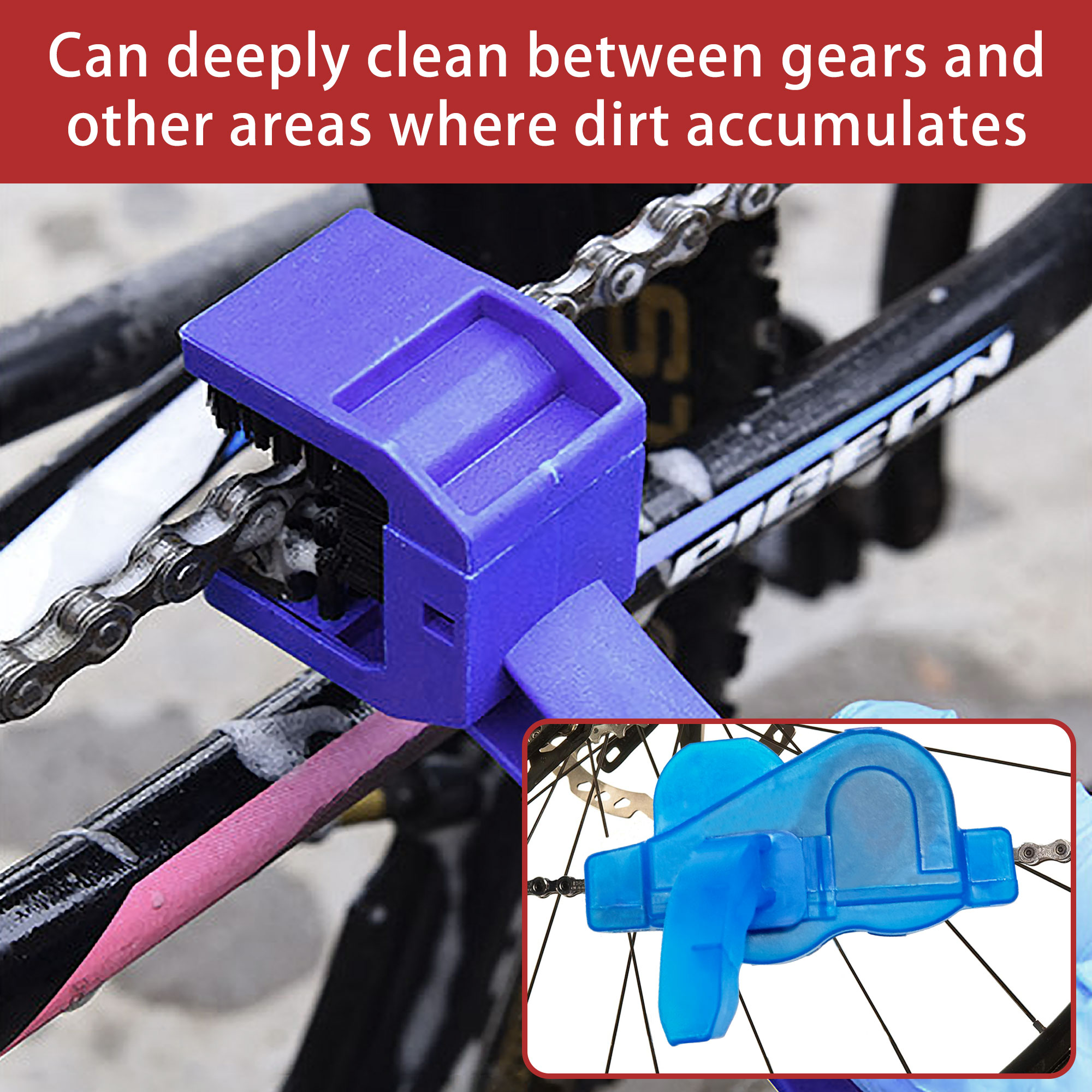 Fahrradkettenreiniger, Fahrrad-Reinigungsset, Kettenreiniger für Radfahren, Geeignet für Mountainbike, Rennrad, BMX für Antriebsstrang