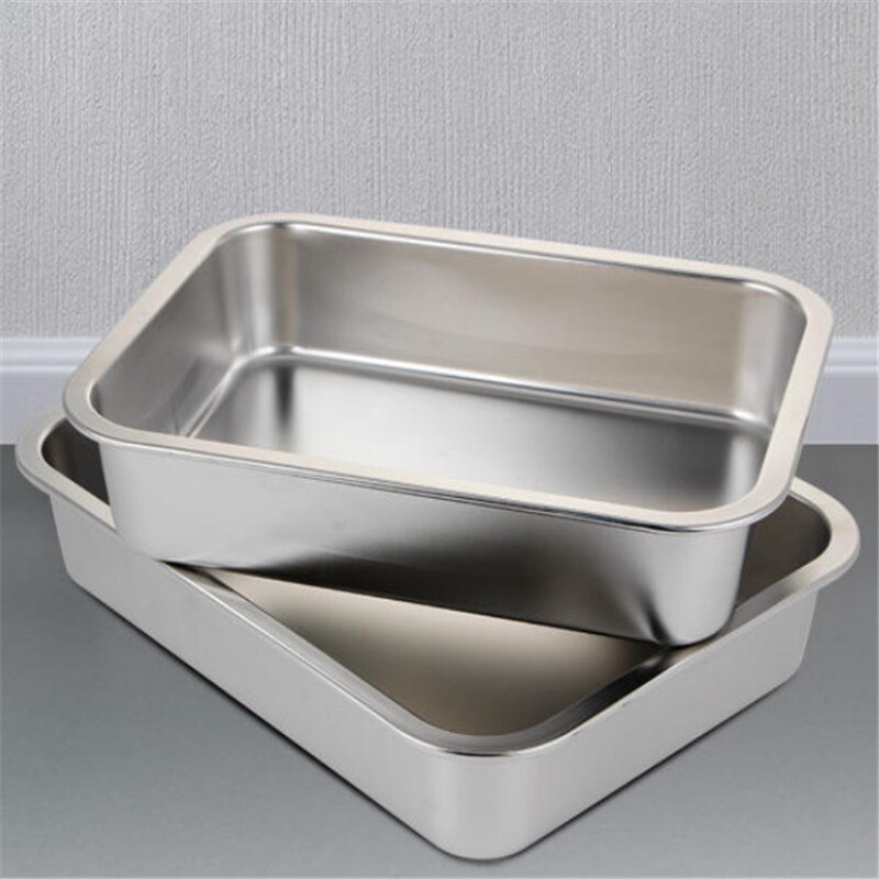 0.8mm 304 stainless steel plate tray rectangular square plate baking pot dish deep Japanese barbecue bbq cafeteria Storage trays