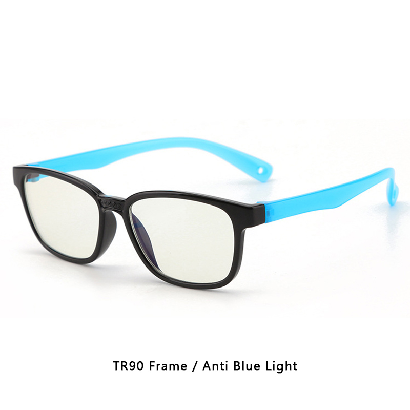 Blue Light Blocking Glasses Kids TR90 Flexible Ultralight Computer Gaming Prescription Glasses Boy Girl Child UV400: C5Black Blue TR90