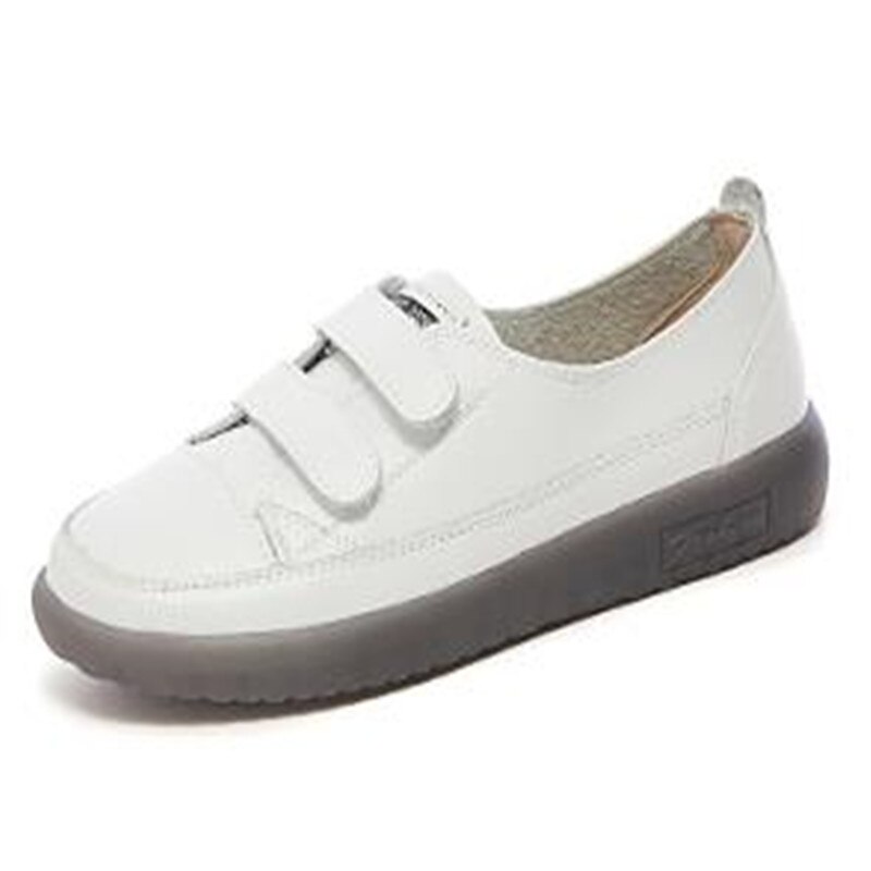 Kvinna lägenheter sneakers skor kardborre som andas vår och höst kvinnor fritidsskor dam zapatos mujer: Vit / 5