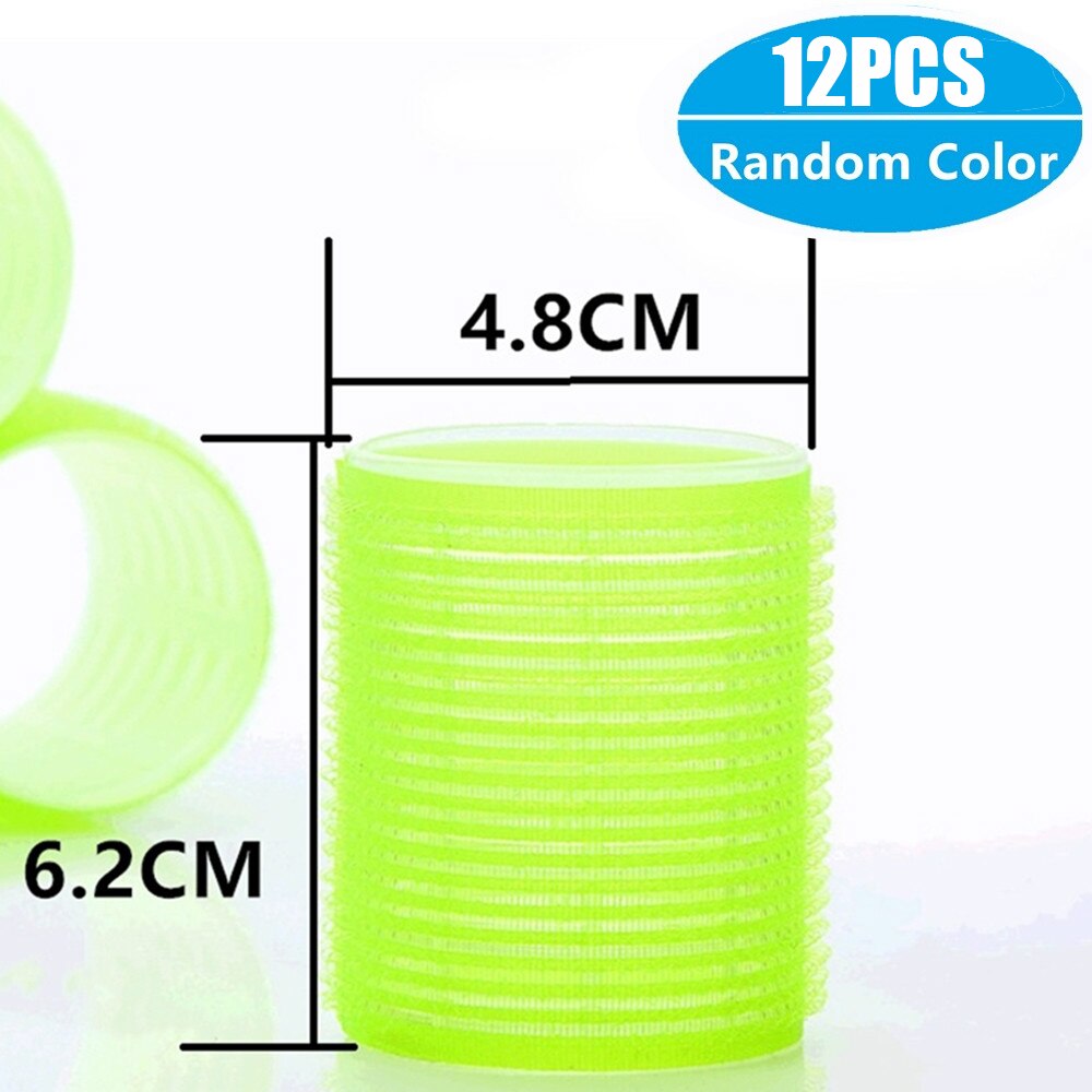 Jumbo taille cheveux rouleaux ensembles 12 Pack auto Grip Salon de coiffure bigoudis bigoudis bricolage bouclés coiffure rouleaux espiral: 4.8cm x 12pcs
