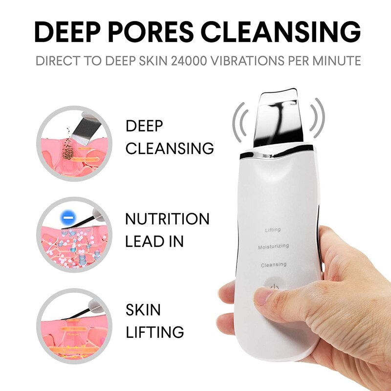 Ultrasonic Skin Scrubber Deep Face Cleaner Cavitation Peeling Shovel Facial Care Pore Lifting Machine