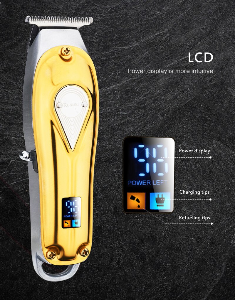 1 st bärbar metall elektrisk hårklippare t-formad extern trådlös trimmer vattentät trådlös uppladdningsbar